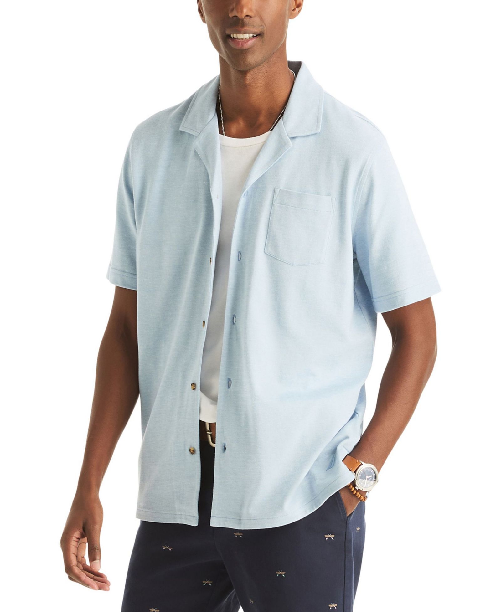 Мужская рубашка Nautica Short-Sleeve Pique Button-Front