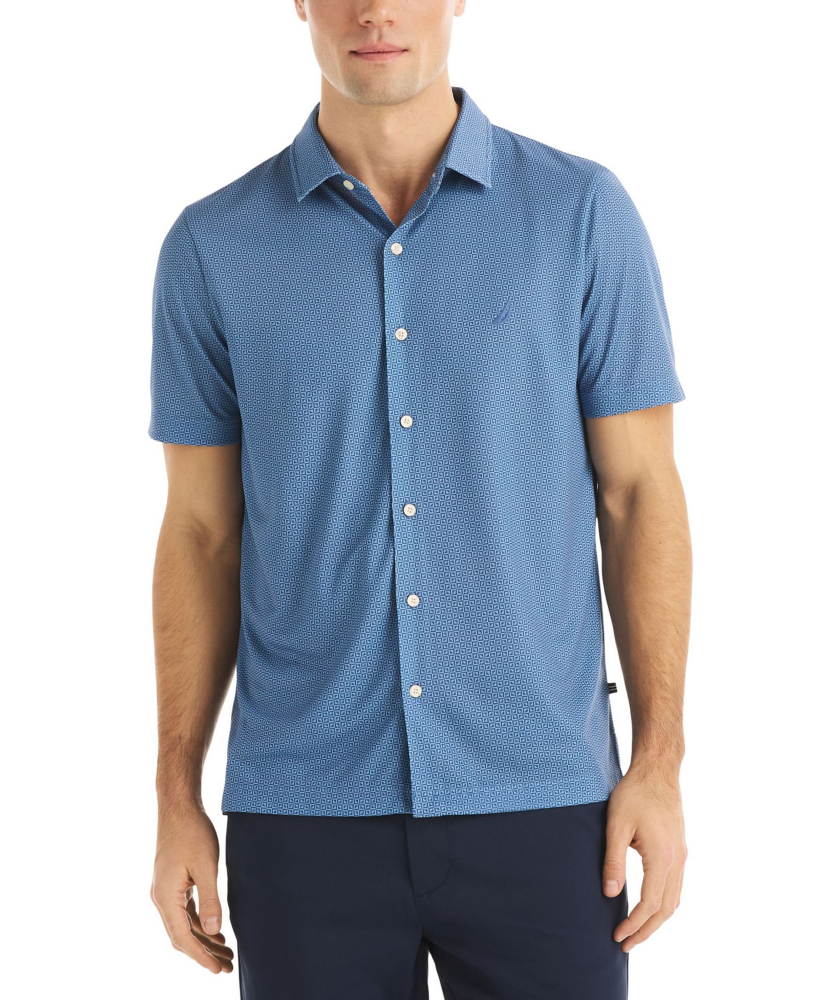 Nautica Men's Short-Sleeve Diamond Geo Camp-Collar Shirt