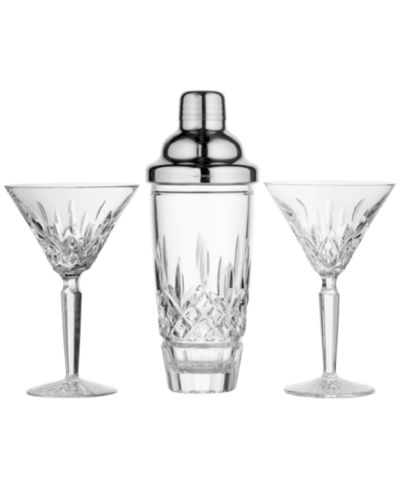 Waterford Lismore Cocktail Shaker and Martini Glasses, Set of 3