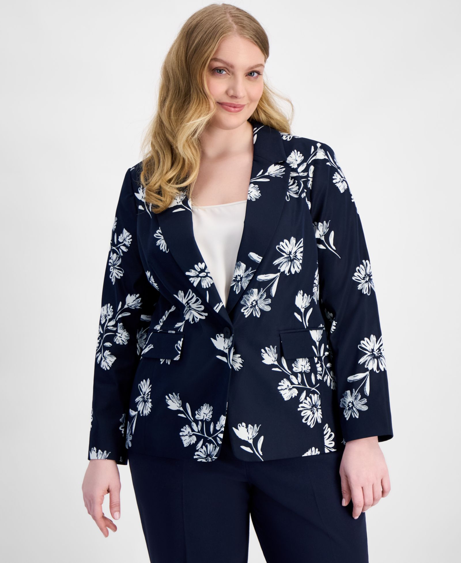 Tahari ASL Plus Size блейзер с принтом