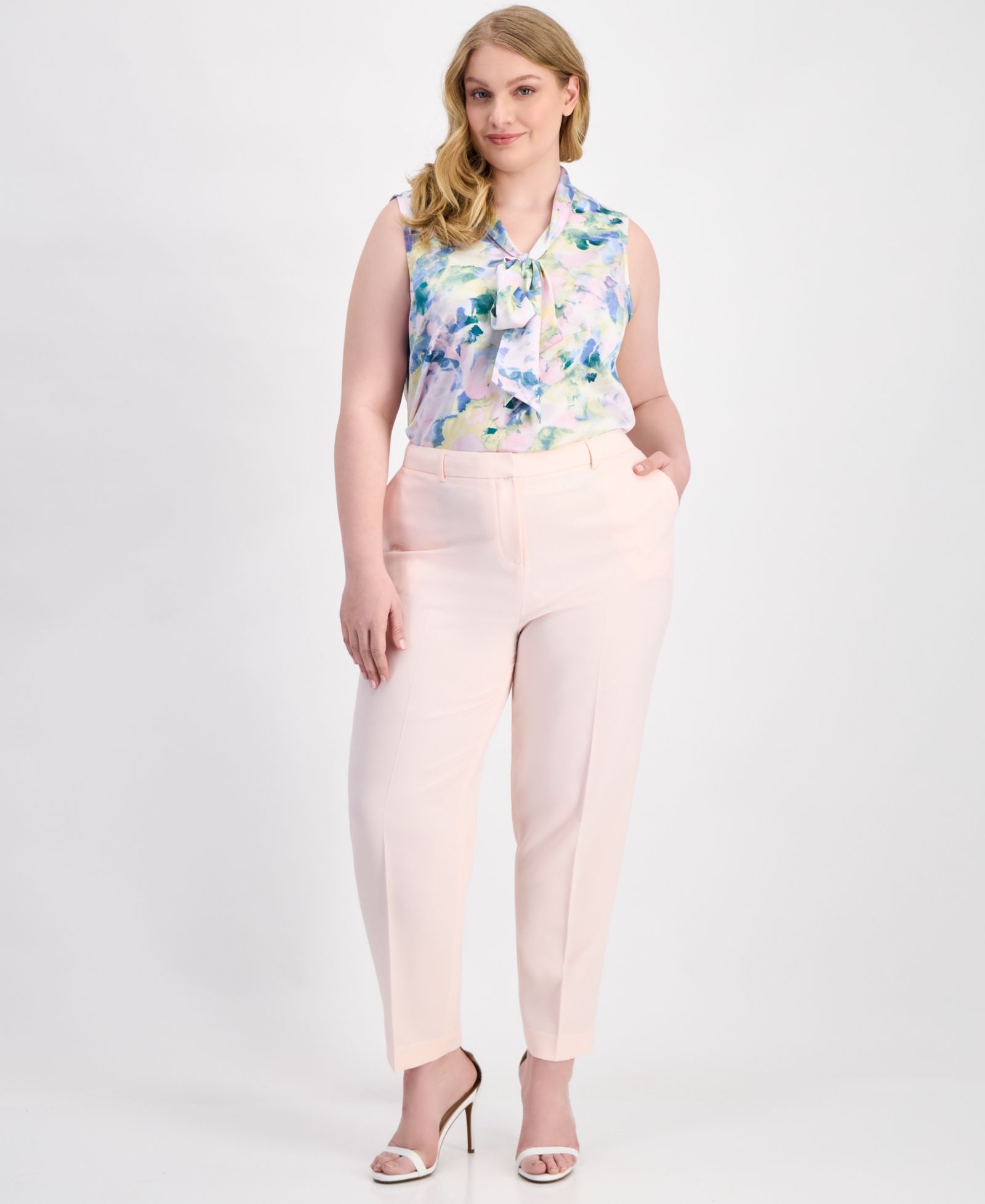 Брюки Tahari ASL Plus Size Classic Press-Pleat Straight-Leg