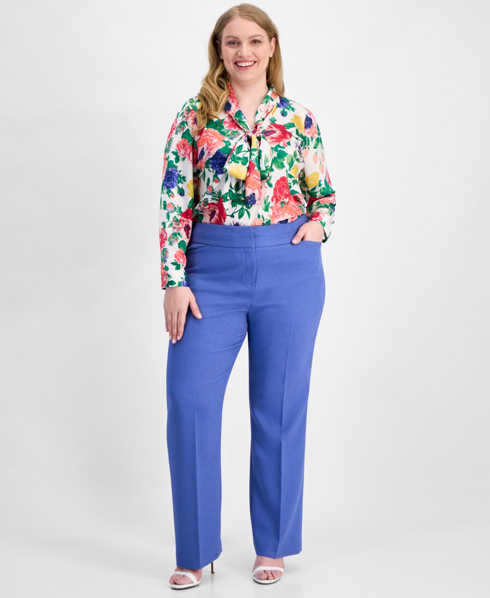 Tahari ASL Plus Size Брюки Press-Pleat Straight-Leg