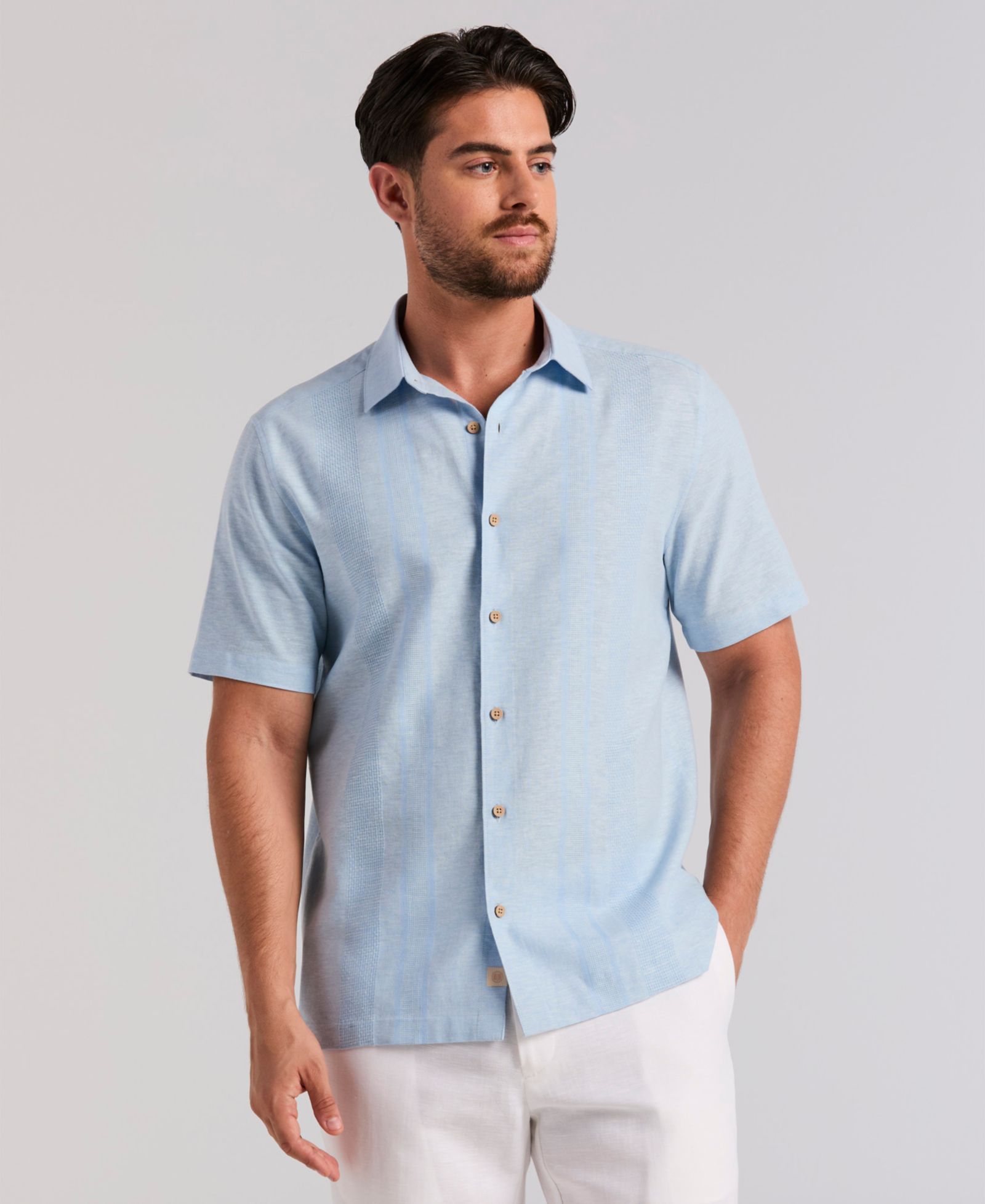 Cubavera Мужская Linen Slub Texture Panel Classic-Fit Shirt