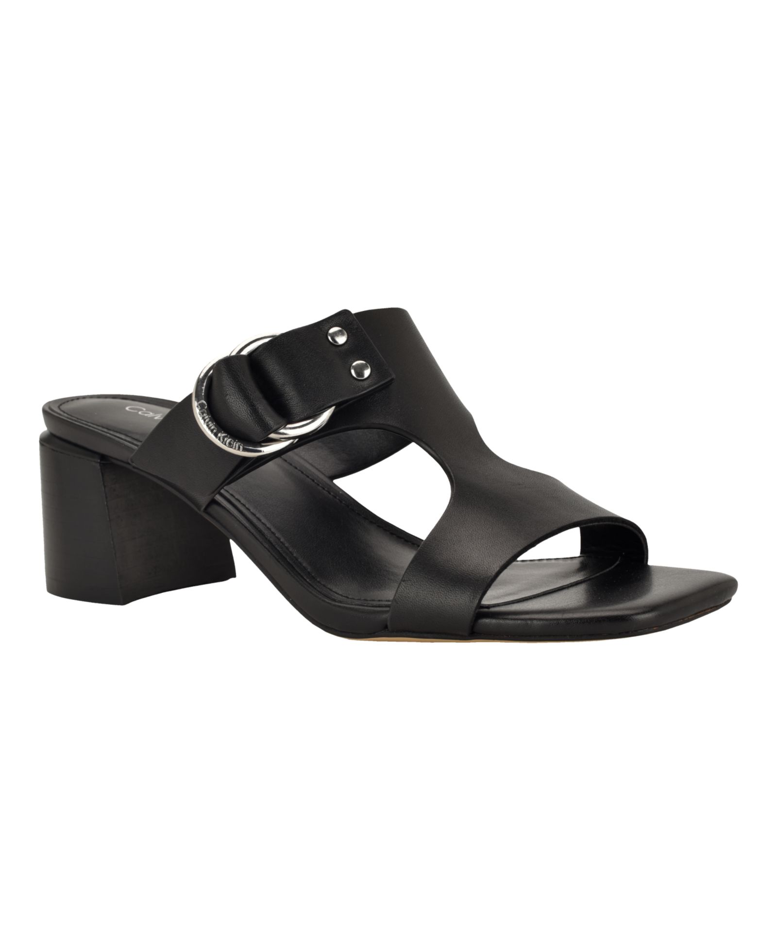 Calvin Klein Women's Vevia Leather Block Heel Sandals
