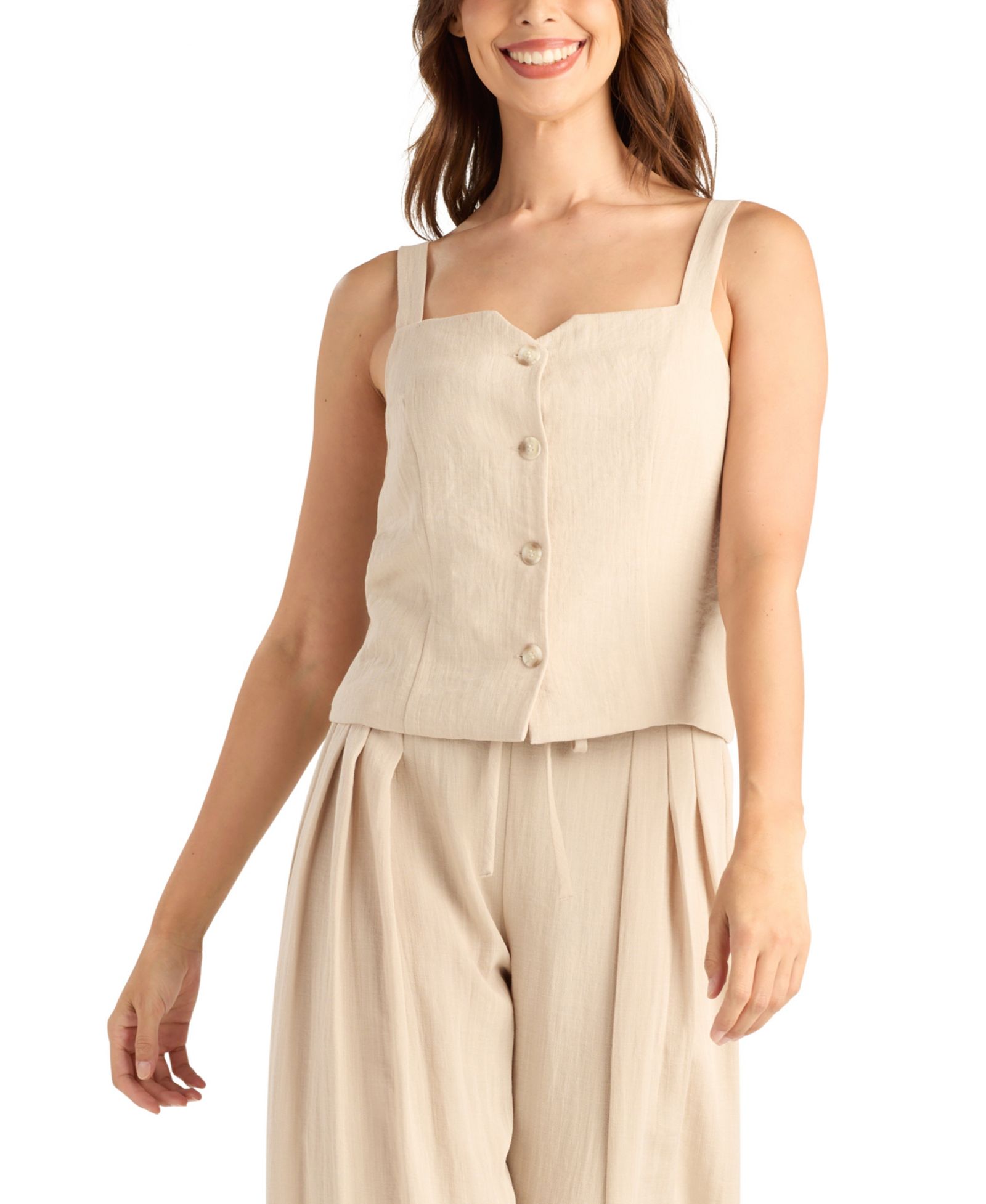 BCX Juniors' Gauze Square Neck Top