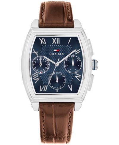 Мужские часы Tommy Hilfiger Multifunction с коричневым кожаным ремешком, 36mm