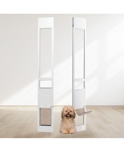COZITO Aluminum Sliding Glass Pet Door Insert, Adjustable Height, Small