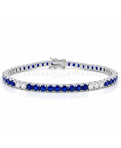 "Etoielle Silver Tennis Bracelet with Created Sapphires & CZ, 7-Inch"