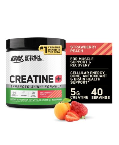Optimum Nutrition Creatine Monohydrate Plus Powder, Strawberry Peach, 40 Servings