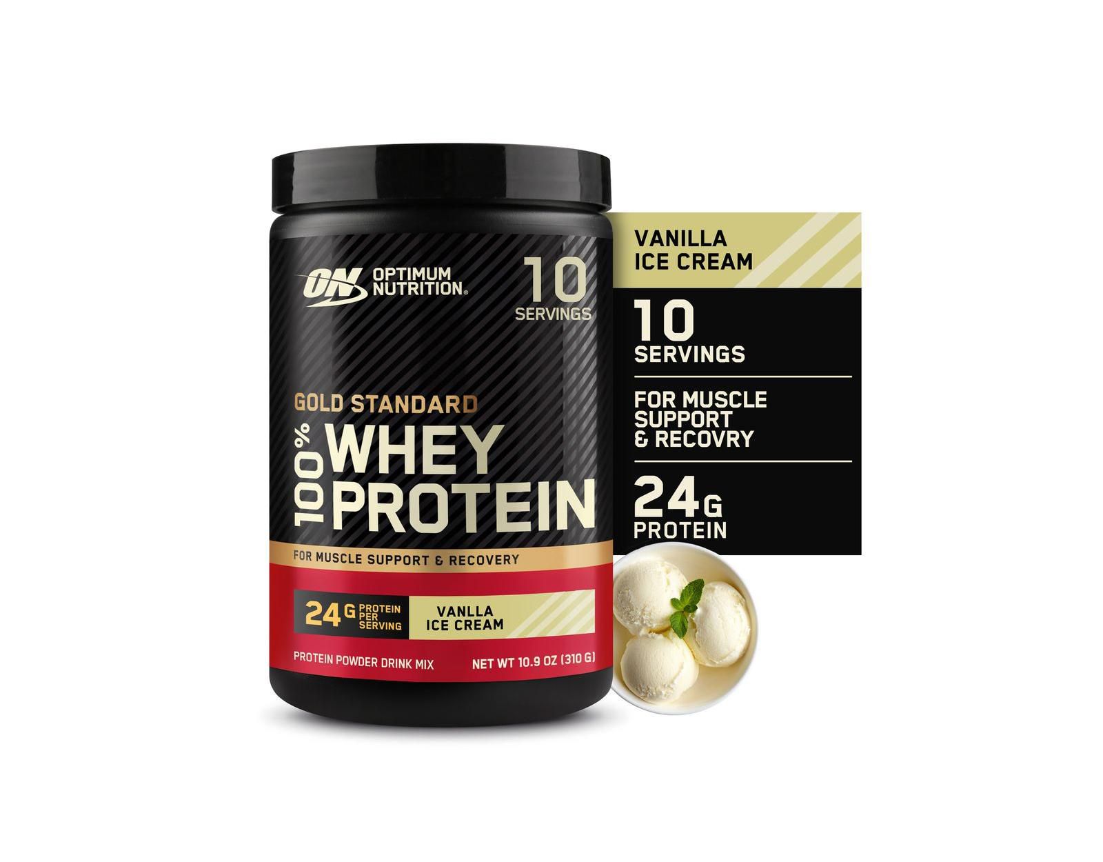 Optimum Nutrition, Gold Standard 100% Whey Protein Powder, Vanilla Ice Cream, 10.9 oz, 10 Servings