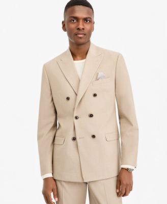 BAR III Men's Slim-Fit Tan Solid Double-Breasted Suit Separates Jacket, Macy's Exclusive