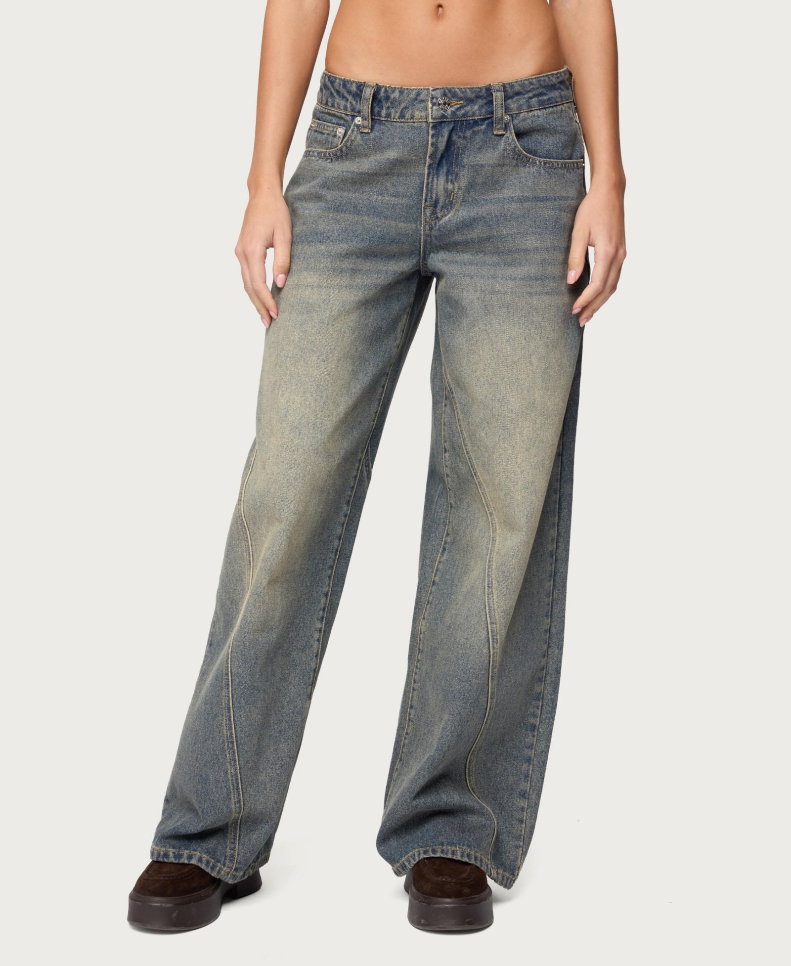 Edikted Women's Vintage Washed Low Rise Baggy Jeans