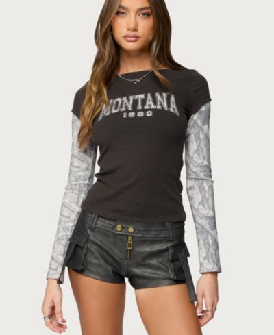Женская футболка Edikted Layered Camo Long Sleeve