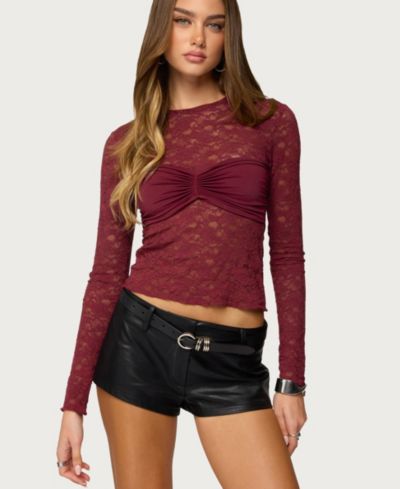 Женский топ Edikted Rosette Bandeau из прозрачного кружева
