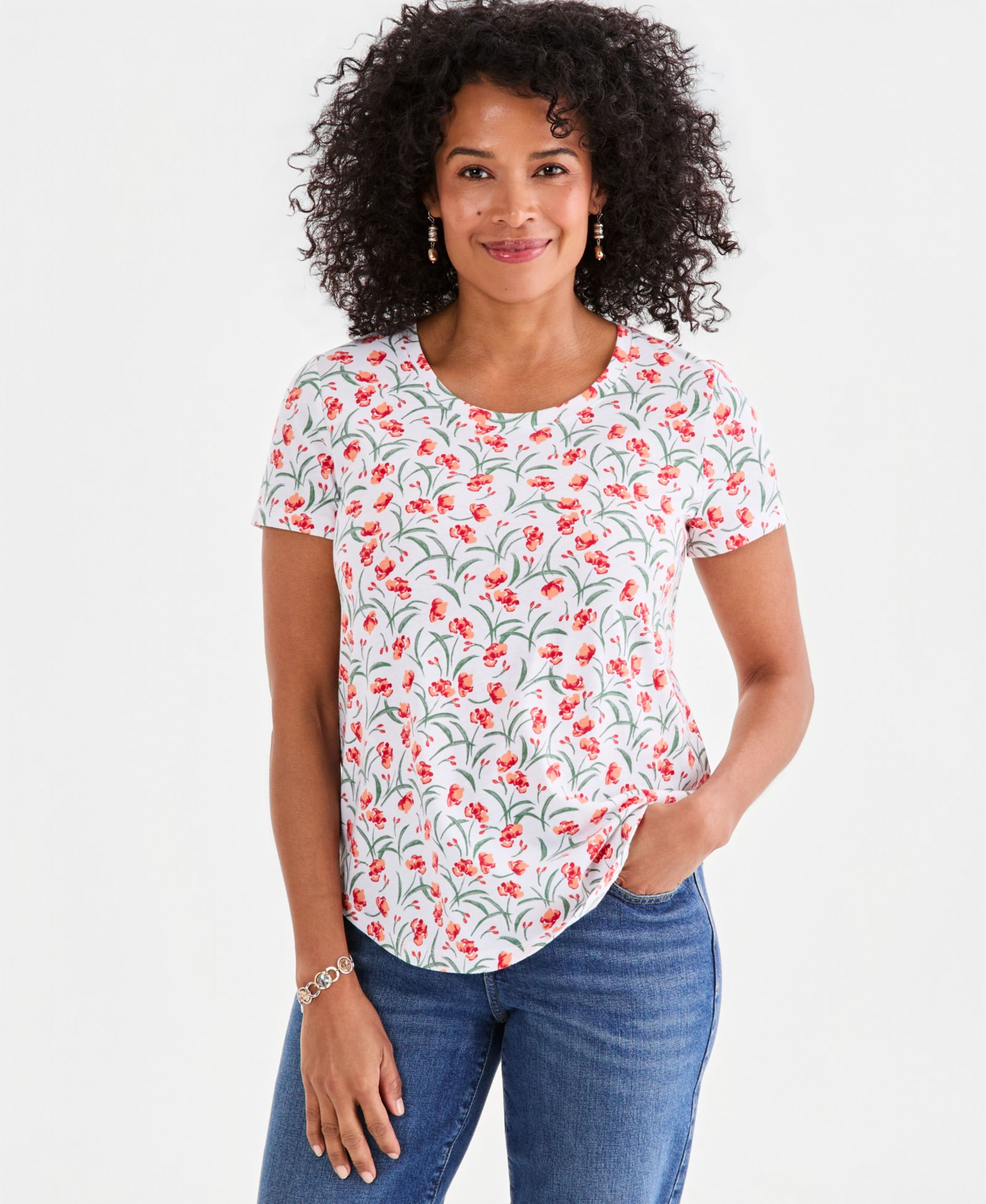 Style & Co Women's Printed Short-Sleeve Crewneck T-Shirt, Macy's Exclusive