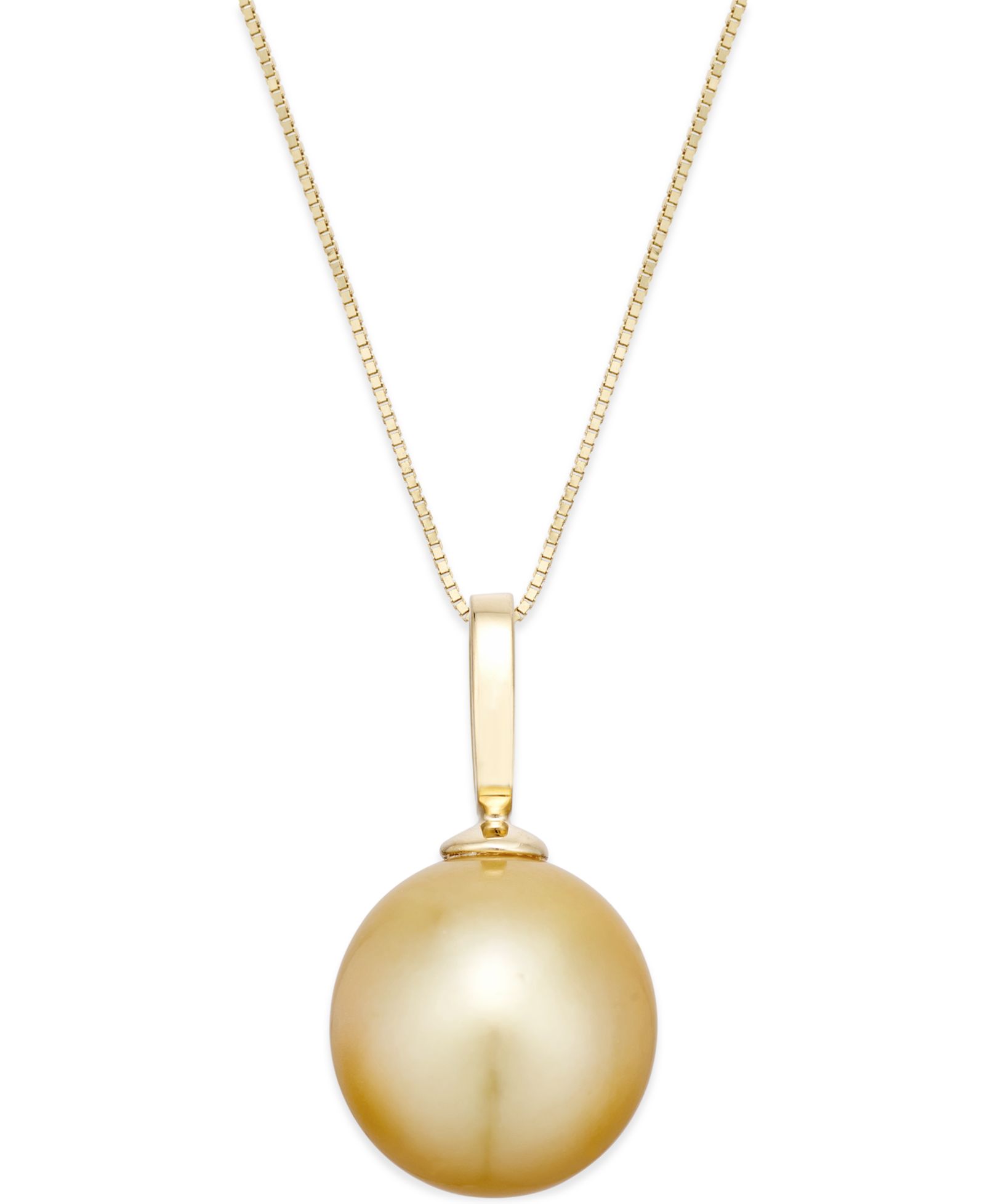 Cultured Golden South Sea Pearl Pendant Necklace (12mm) in 14k Gold