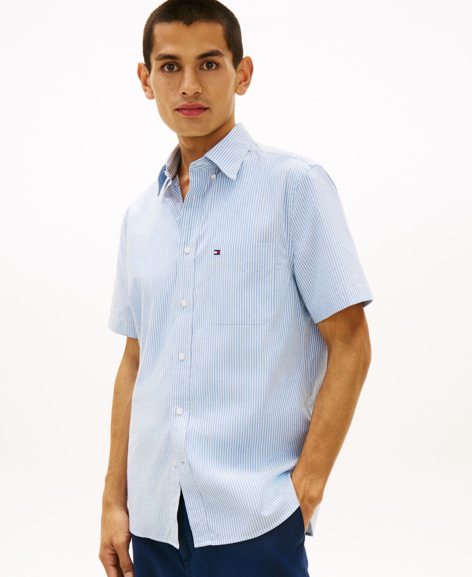 Мужская рубашка Tommy Hilfiger Stripe Short-Sleeve Oxford