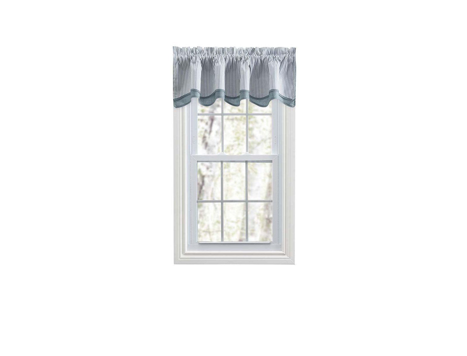 Ellis Curtain Plaza Classic Ticking Stripe Printed on Natural Ground 3" Rod Pocket Bradford Valance 58" x 15" Blue