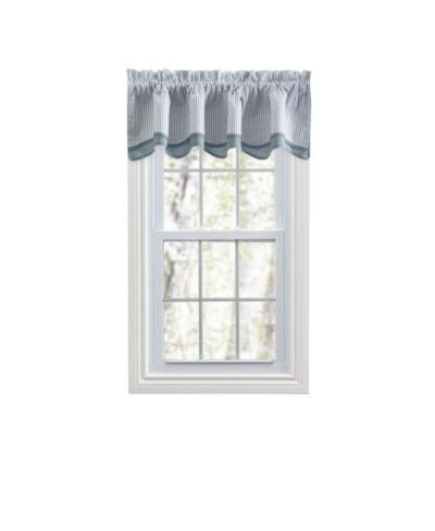Ellis Curtain Plaza Classic Ticking Stripe Printed on Natural Ground 3" Rod Pocket Bradford Valance 58" x 15" Blue