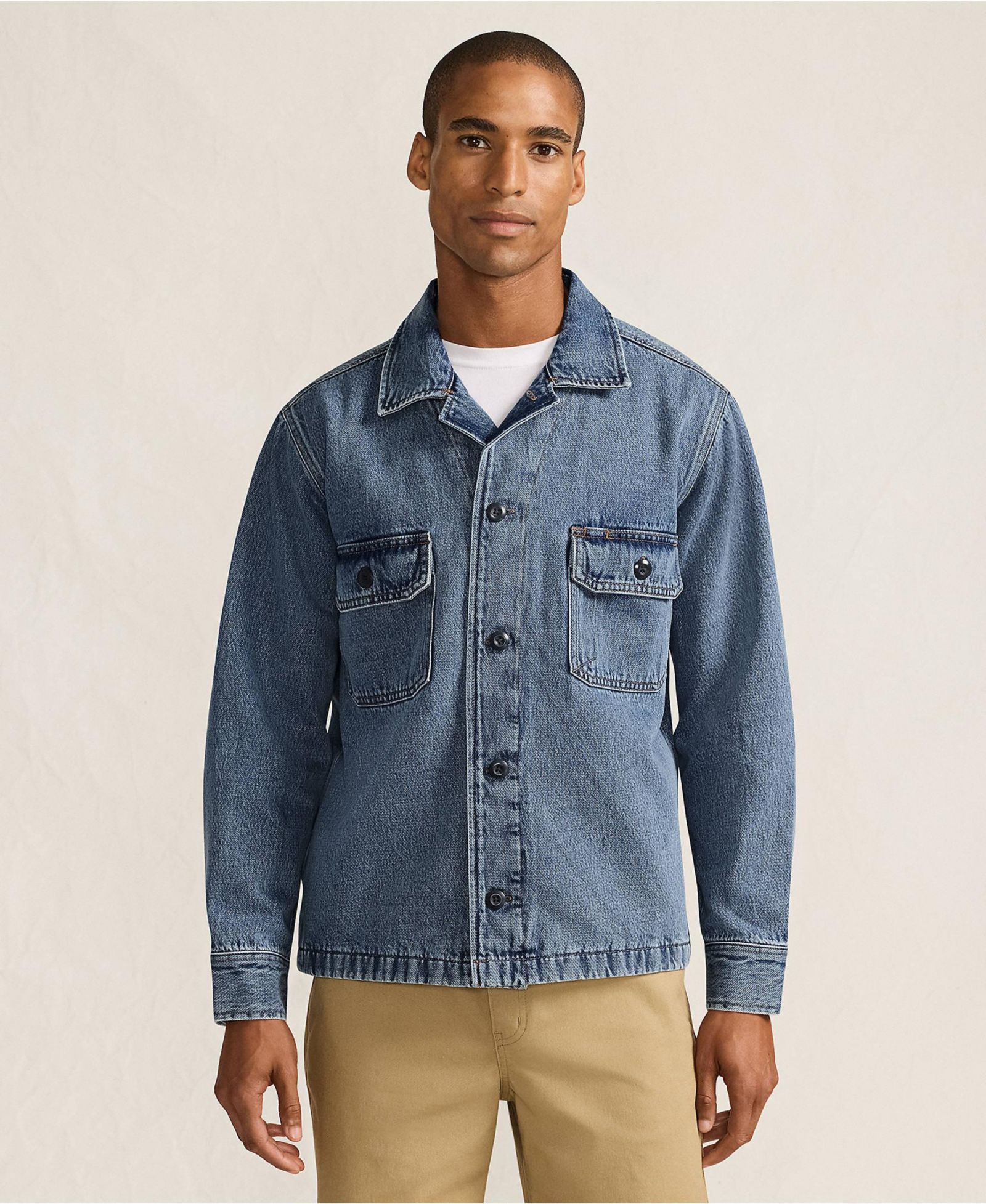 Lands' End Men's Denim Utility Shirt Jacket