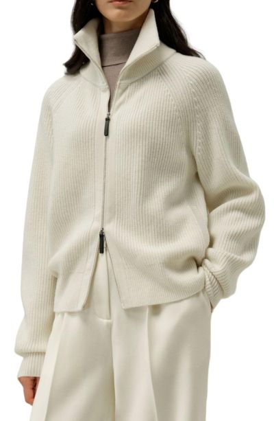 Женский кардиган LILYSILK Ribbed-knit Turtleneck Zip