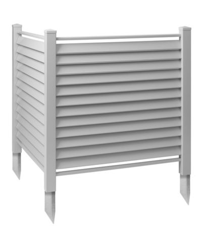 Casafield 48" x 48" Louvered Privacy Screen - Outdoor Vinyl Fence Panel Enclosure for AC / Trash Bins / Pool Equipment - Gray