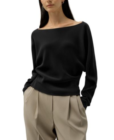 LILYSILK Женский шелковый топ с длинными рукавами Gathered Silk