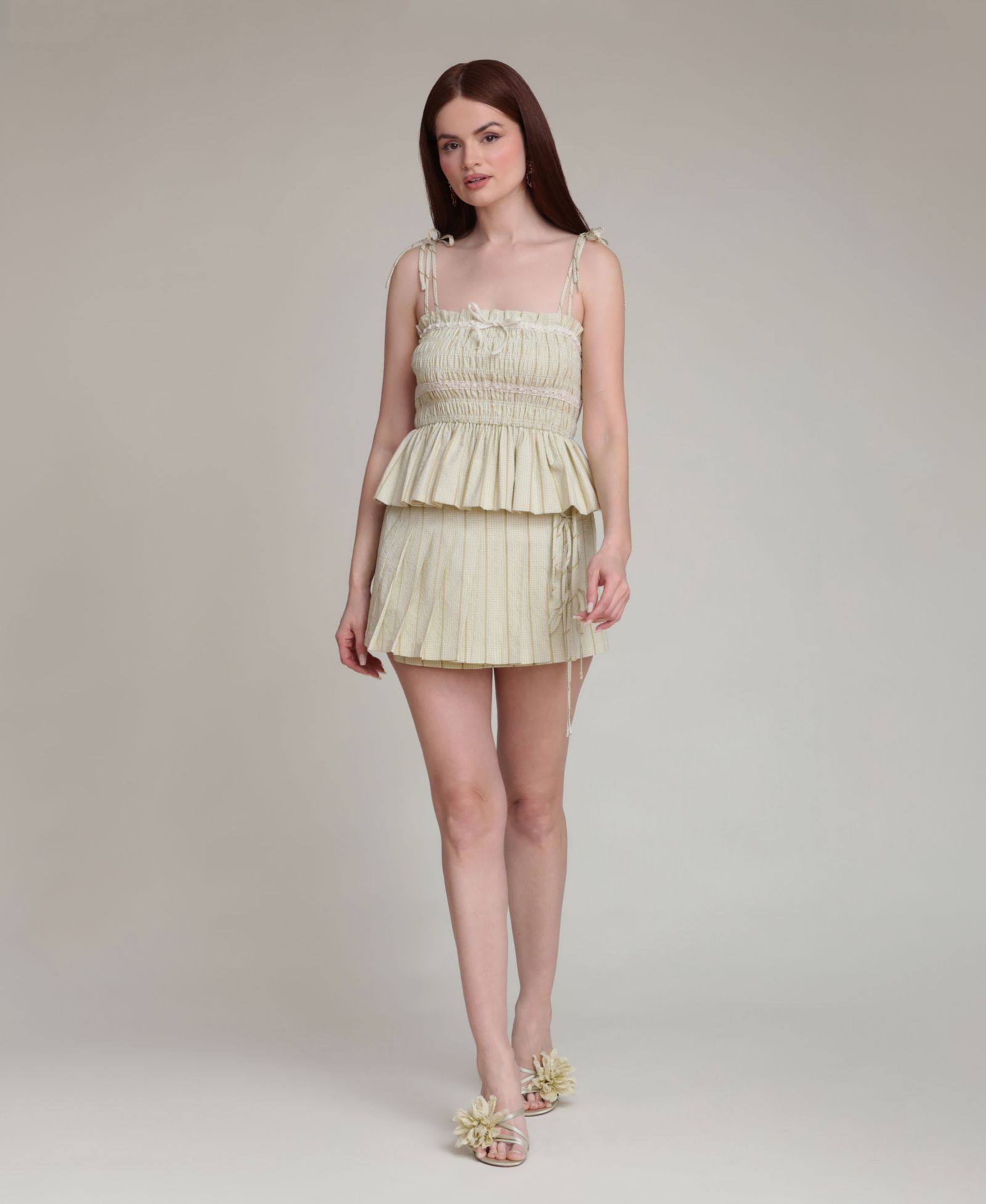 Avec Les Filles Женский Pleated Wrap Mini Skirt