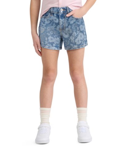 Детские джинсовые шорты abercrombie kids High-Rise Relaxed Floral Denim Shorts
