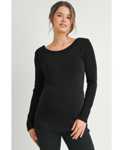 Hello Miz maternity трикотажный топ с вырезом лодочкой и длинным рукавом