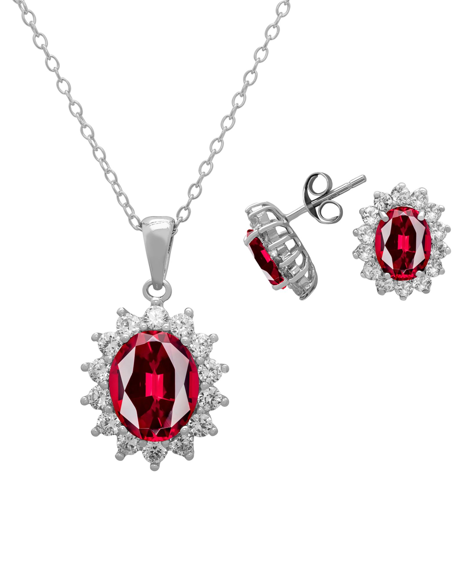 Комплект из кулона и сережек Macy's 2-Piece Lab Grown White Sapphire (6.32 ct. t.w.) из стерлингового серебра