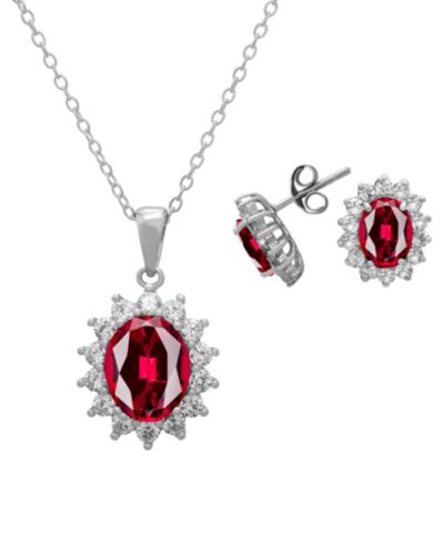 Комплект из кулона и сережек Macy's 2-Piece Lab Grown White Sapphire (6.32 ct. t.w.) из стерлингового серебра