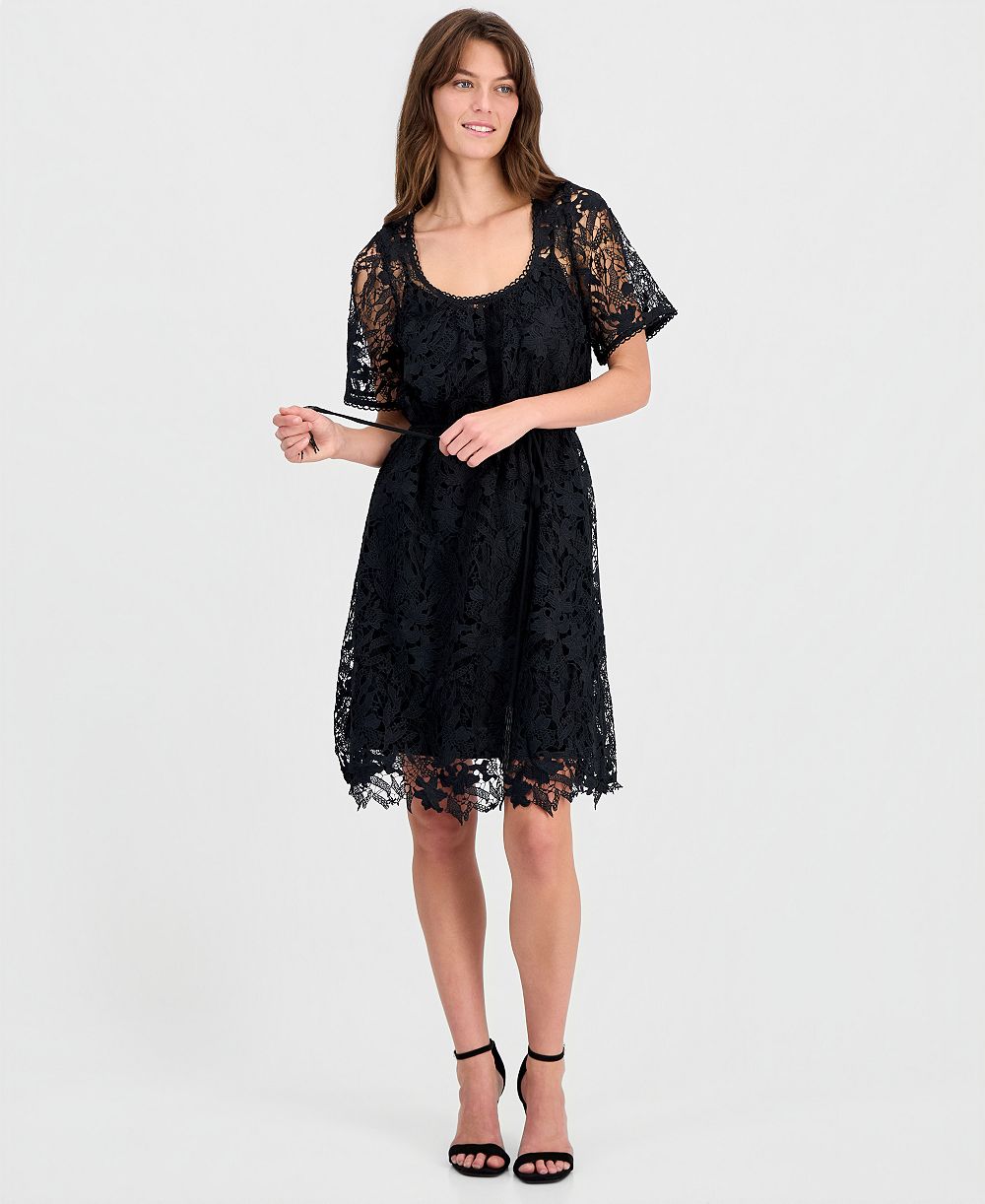 I.N.C. International Concepts Women's Short-Sleeve Lace Dress, Macy's Exclusive