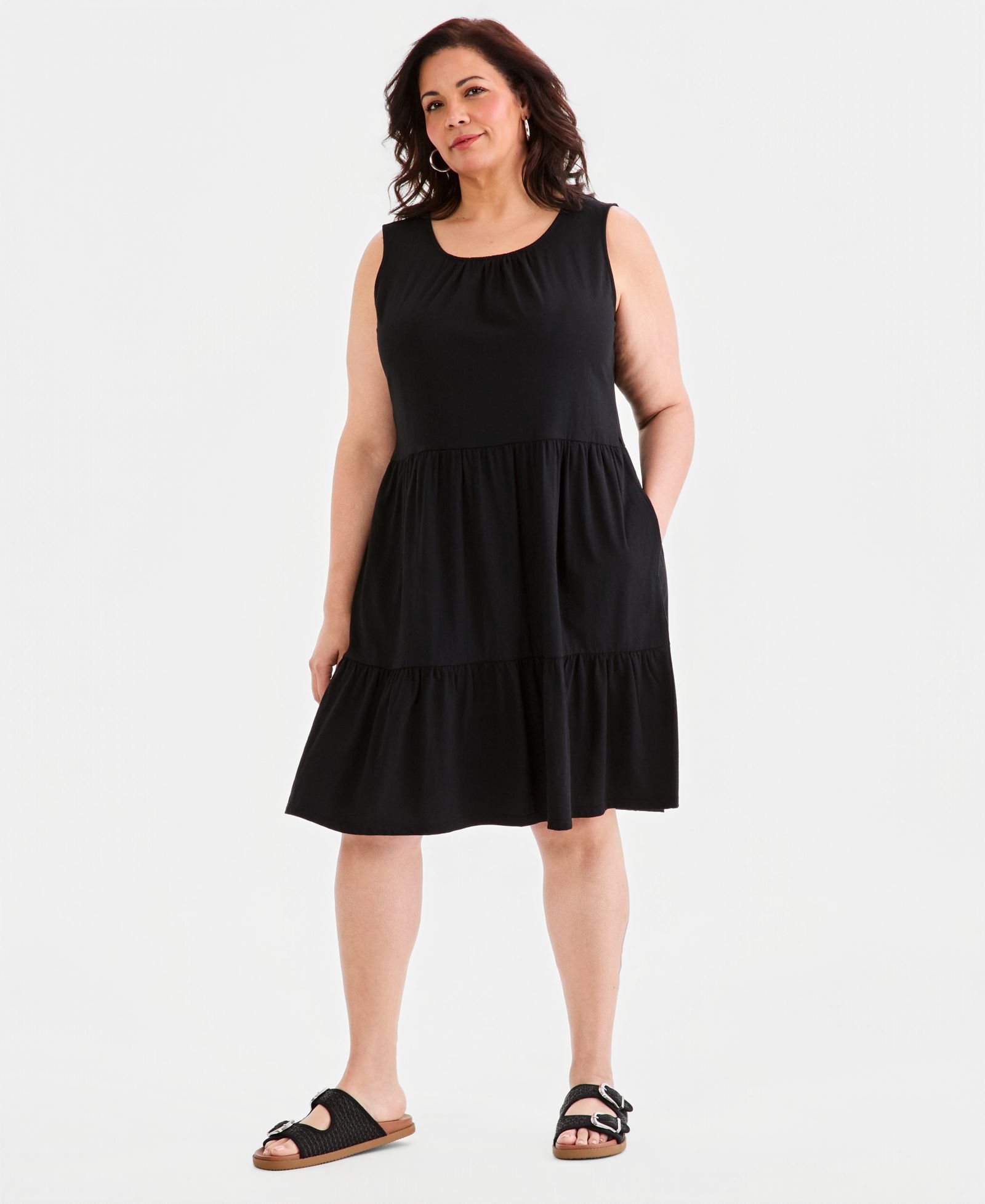 Style & Co Plus Size Sleeveless Tiered Tank Dress, Macy's Exclusive