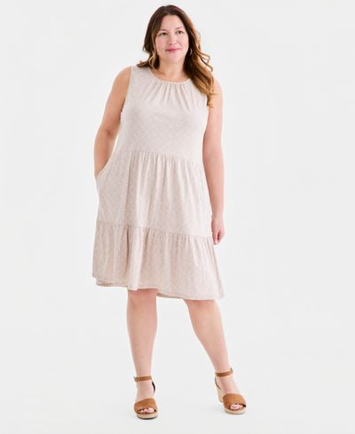 Style & Co Plus Size Sleeveless Tiered Tank Dress, Macy's Exclusive