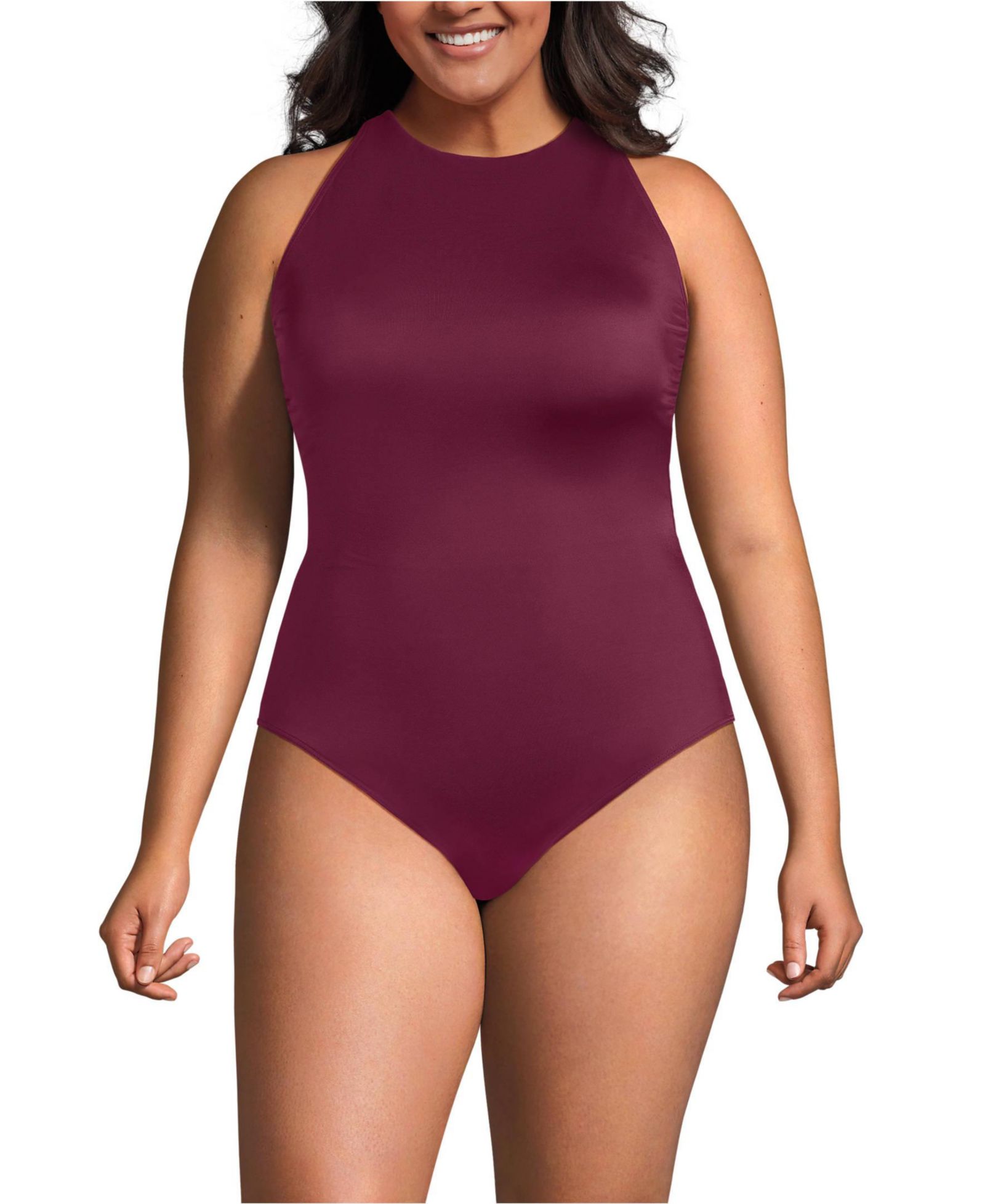 Женский слитный купальник Lands' End Tugless High Neck Portrait Back