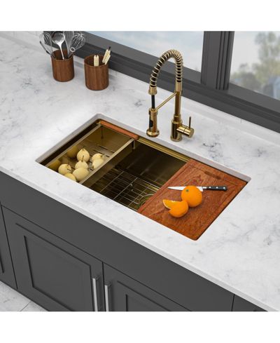 Кухонная мойка flynama 30x19x10inch, небюджетная золотая, из нержавеющей стали 16 Gauge, глубокая чаша