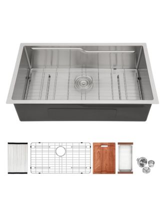 Кухонная мойка flynama 33inch Undermount из нержавеющей стали Z Shaped Ledge 33x19x10inch с аксессуарами