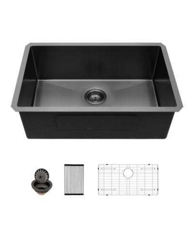 Кухонная мойка flynama 33x19x10inch Gunmetal Black Undermount Single Bowl Stainless Steel 16 Gauge