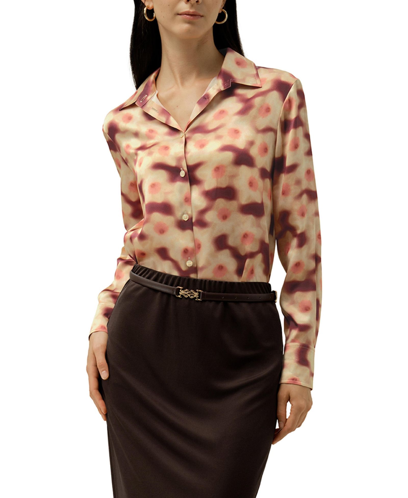LILYSILK Women's Daffodil Print Silk Blouse