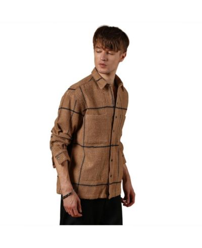 Мужская рубашка Campus Sutra Ash Brown Graph-Check Waffle Overshirt