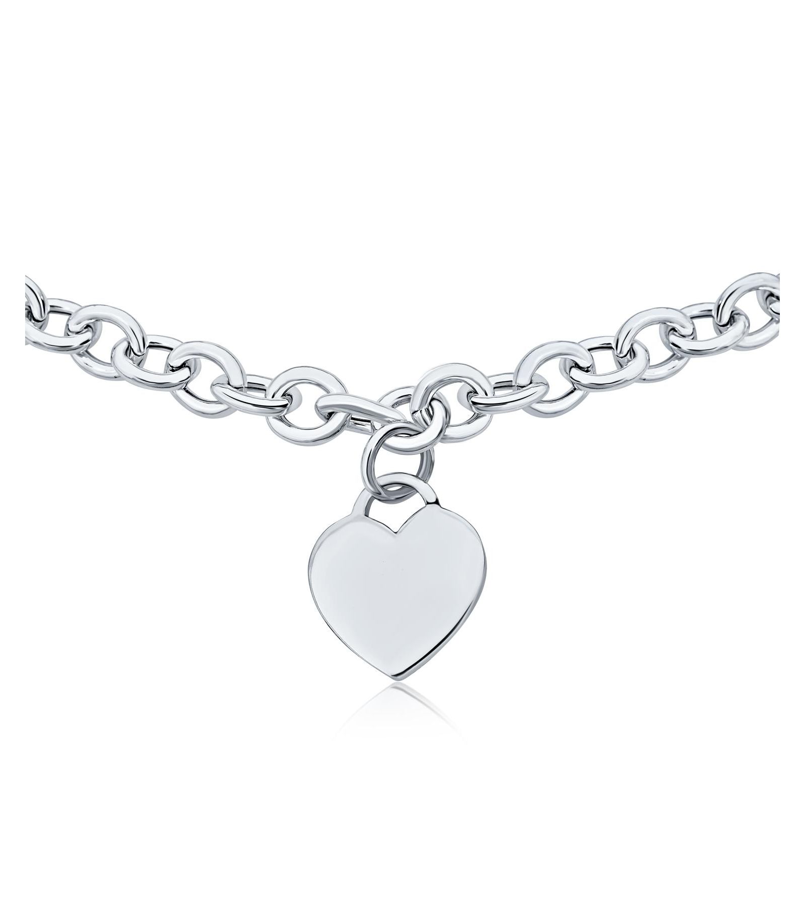 Подвеска Bling Jewelry Solid Heart Tag.925 Sterling Silver