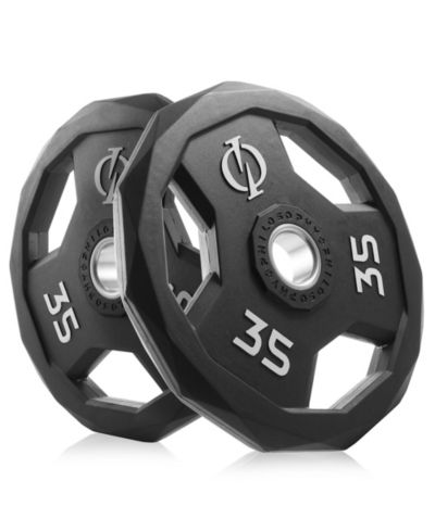 Philosophy Gym Set of 2 Rubber Coated 2-inch Olympic Grip Weight Plates (35 LB each) for Weightlifting
