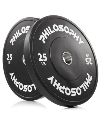 Philosophy Gym Set of 2 Olympic 2-Inch Rubber Bumper Plates (25 LB each) Black
