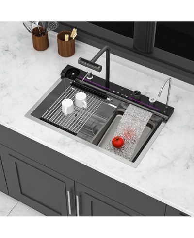 Flynama умная кухонная мойка с водопадом из нержавеющей стали 16 калибра, 30x19x9 дюймов, с смесителем