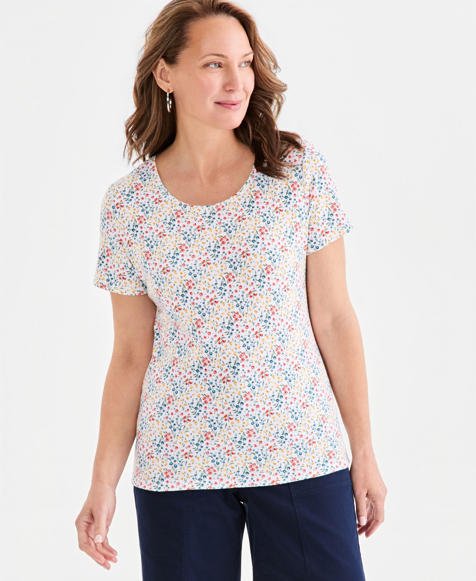 Style & Co Petite Printed Short-Sleeve Scoop-Neck Top, Macy's Exclusive