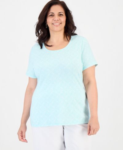 Женский топ Style & Co Plus Printed Short-Sleeve Scoop-Neck