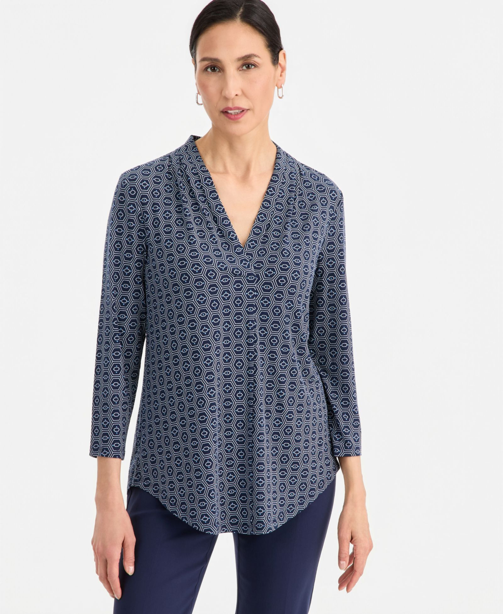 JM Collection Women's Printed 3/4-Sleeve V-Neck Top, Macy's Exclusive