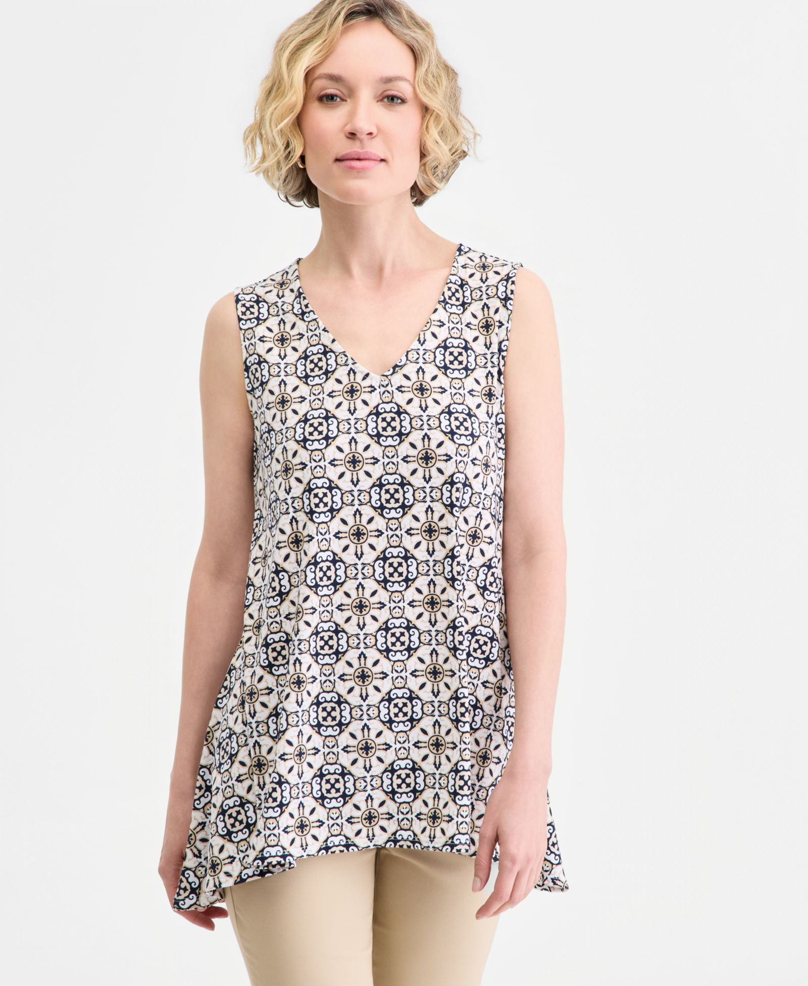 JM Collection Women's Printed Sleeveless Vneck Knit Top, Macy's Exclusive