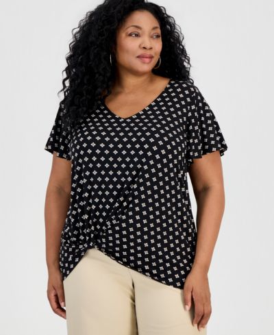 Женский топ JM Collection Plus Size Allegria с узлом на подоле